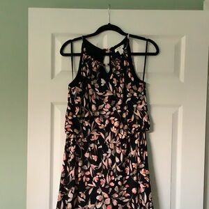 Floral Sleeveless Black Dress